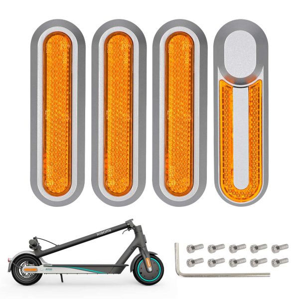 4 pcs refitting silver decorative shells+yellow reflector bars for M365 1S Pro Pro2 and Lite