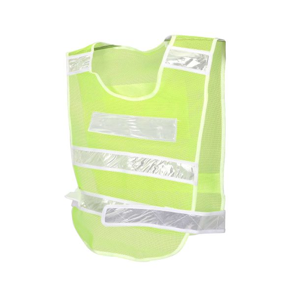Fluorescent green reflective vest with fishing net appearance
