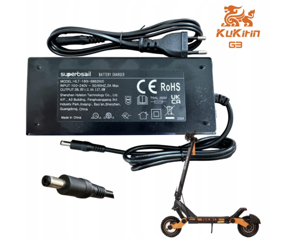 Original KuKirin G3 58.8V 2A charger for 52V battery with EU plug and DC charging connector